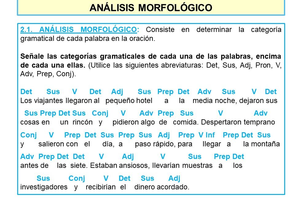 análisis morfológico ejercicios