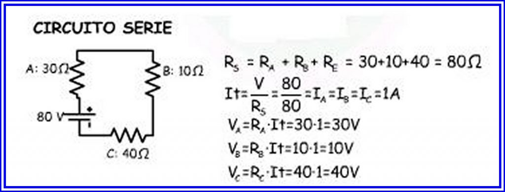 ejercicio de circuito eléctrico en serie