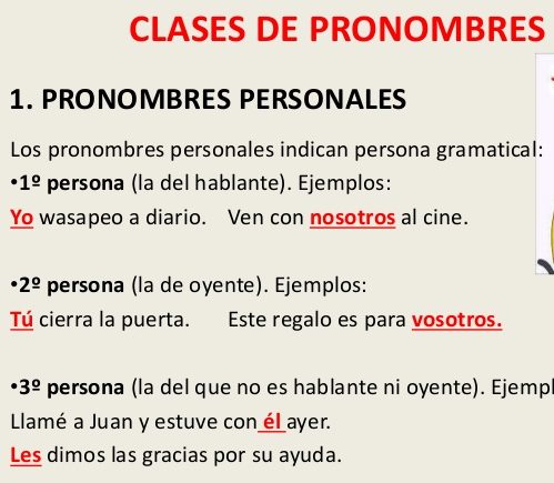 ejercicios de los tipos de pronombres